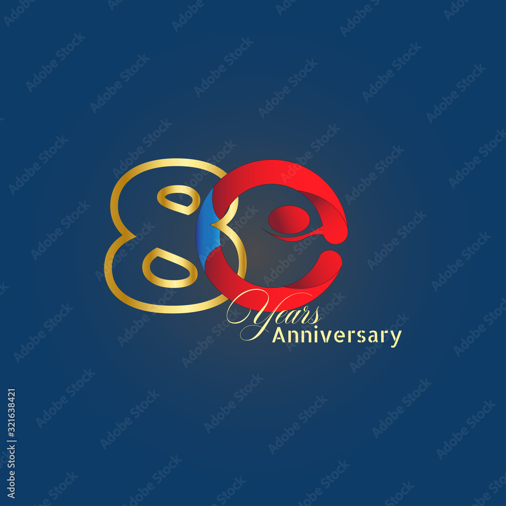 Obraz premium 80 Years Anniversary Celebration Vector Template Design Illustration