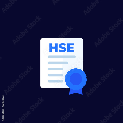 HSE icon with certificate, vector