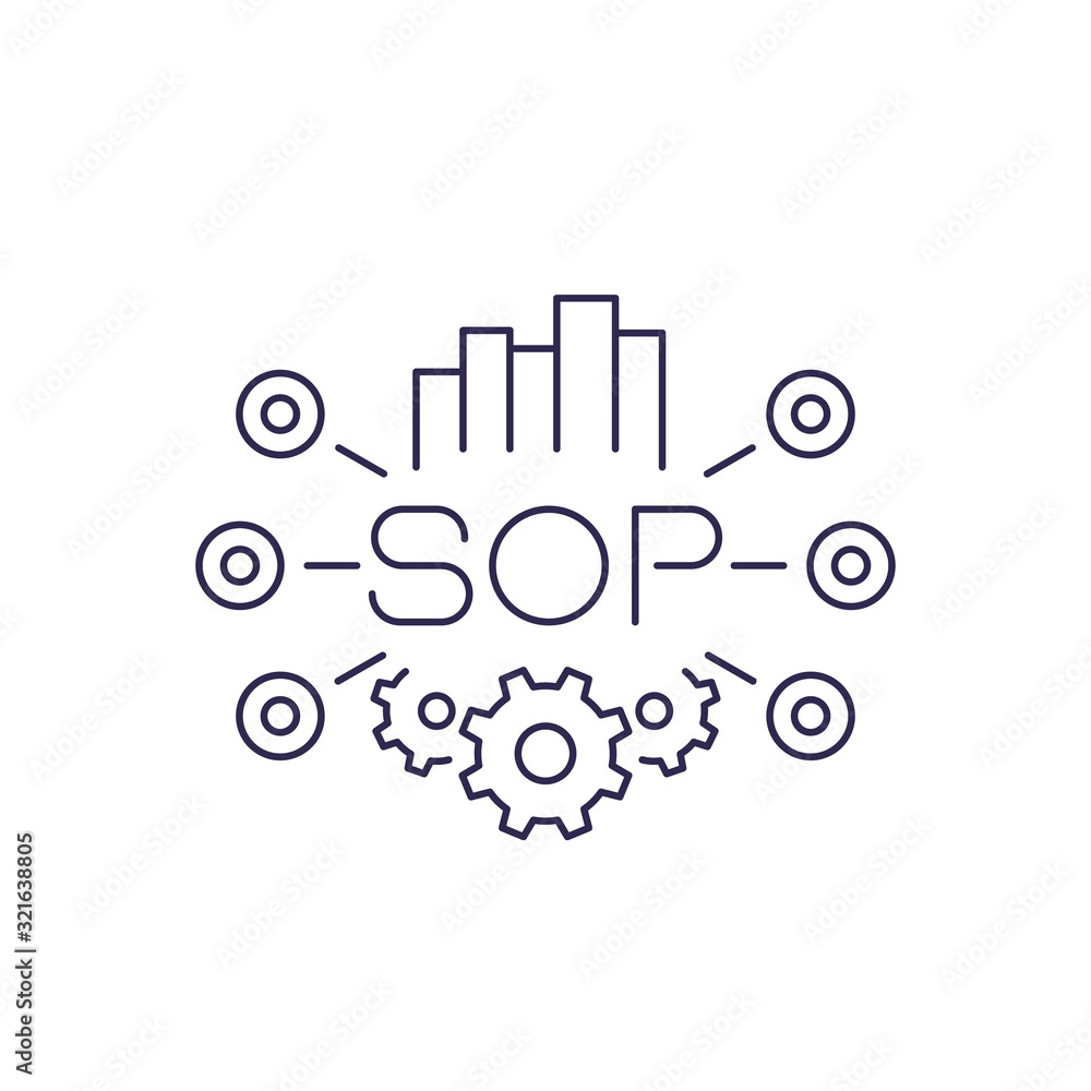 SOP, Standard Operating Procedure icon in line design Stock Vector ...