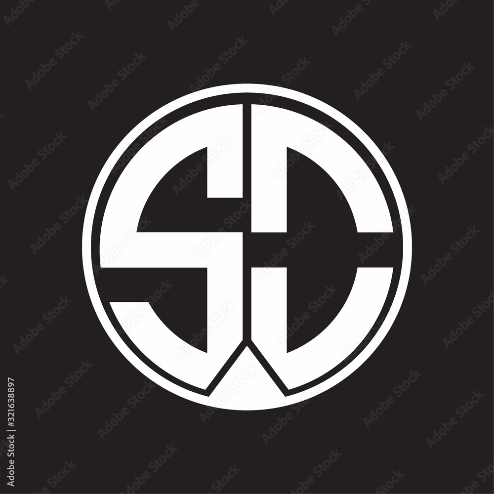 SO Logo monogram circle with piece ribbon style on black background SO Logo monogram circle with piece ribbon style on black background