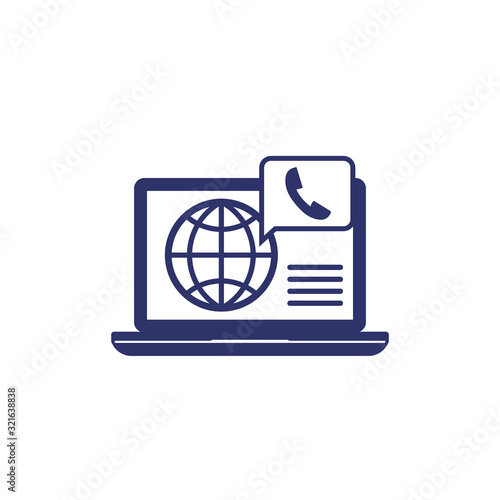 Voip telephony icon with laptop
