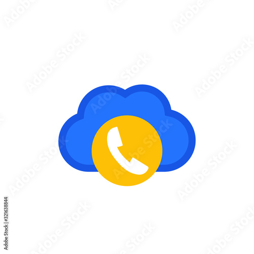 Voip telephony icon, flat vector