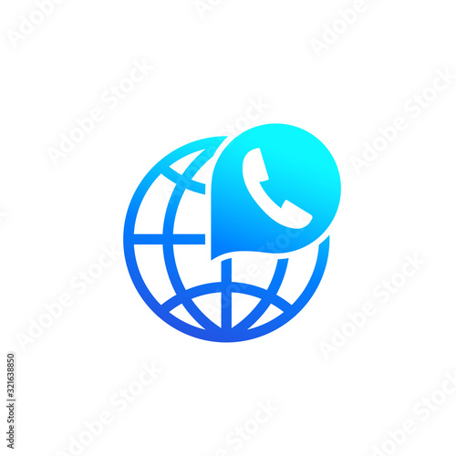 Voip telephony, call icon on white