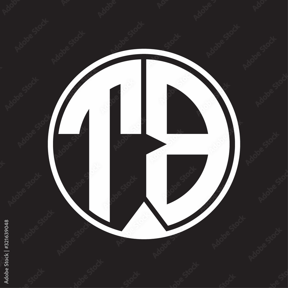 TB Logo monogram circle with piece ribbon style on black background TB Logo monogram circle with piece ribbon style on black background