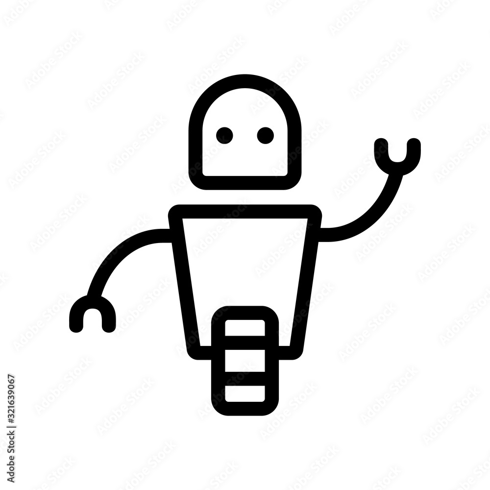 Robot icon vector. Thin line sign. Isolated contour symbol illustration