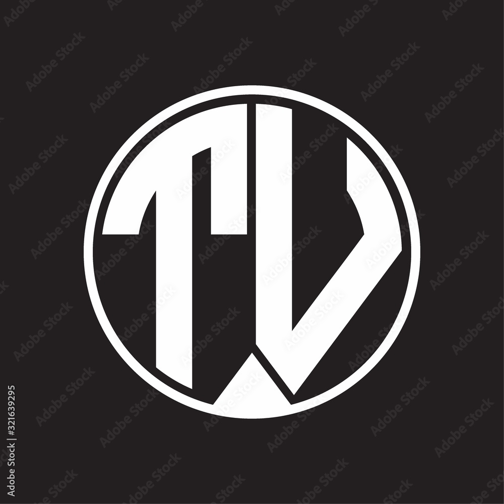 TV Logo monogram circle with piece ribbon style on black background TV Logo monogram circle with piece ribbon style on black background