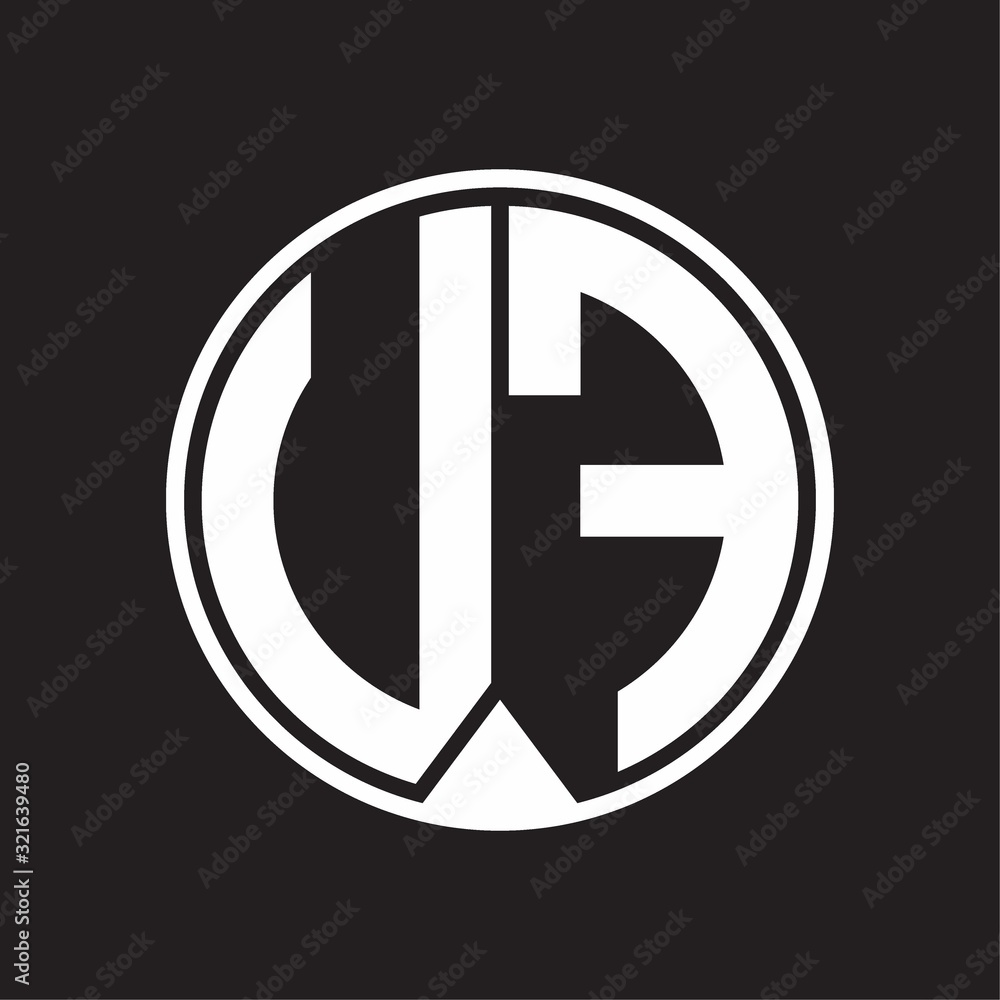 UF Logo monogram circle with piece ribbon style on black background UF Logo monogram circle with piece ribbon style on black background