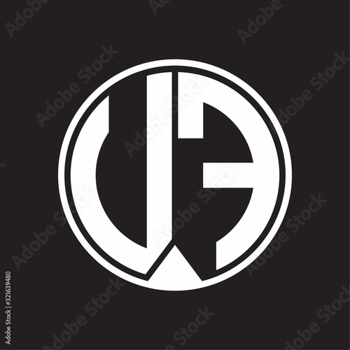 UF Logo monogram circle with piece ribbon style on black background