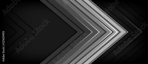 abstract grey metal arrow direction dark blank space background