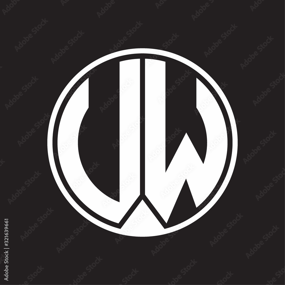 UW Logo monogram circle with piece ribbon style on black background UW Logo monogram circle with piece ribbon style on black background