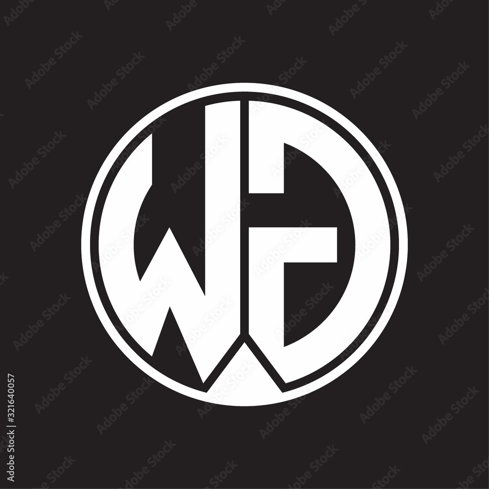 WG Logo monogram circle with piece ribbon style on black background WG Logo monogram circle with piece ribbon style on black background