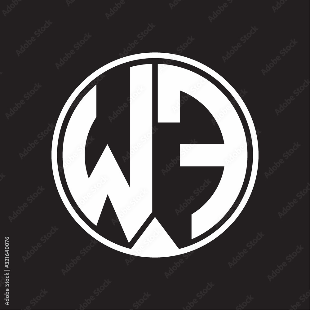 WF Logo monogram circle with piece ribbon style on black background WF Logo monogram circle with piece ribbon style on black background