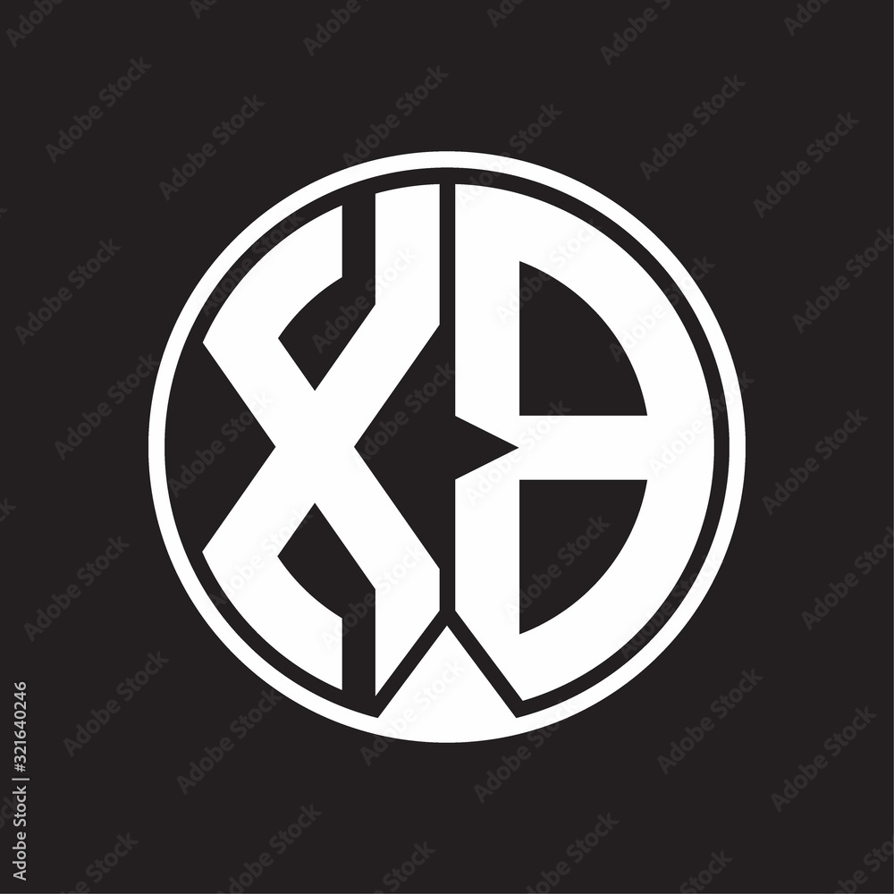 XB Logo monogram circle with piece ribbon style on black background XB Logo monogram circle with piece ribbon style on black background