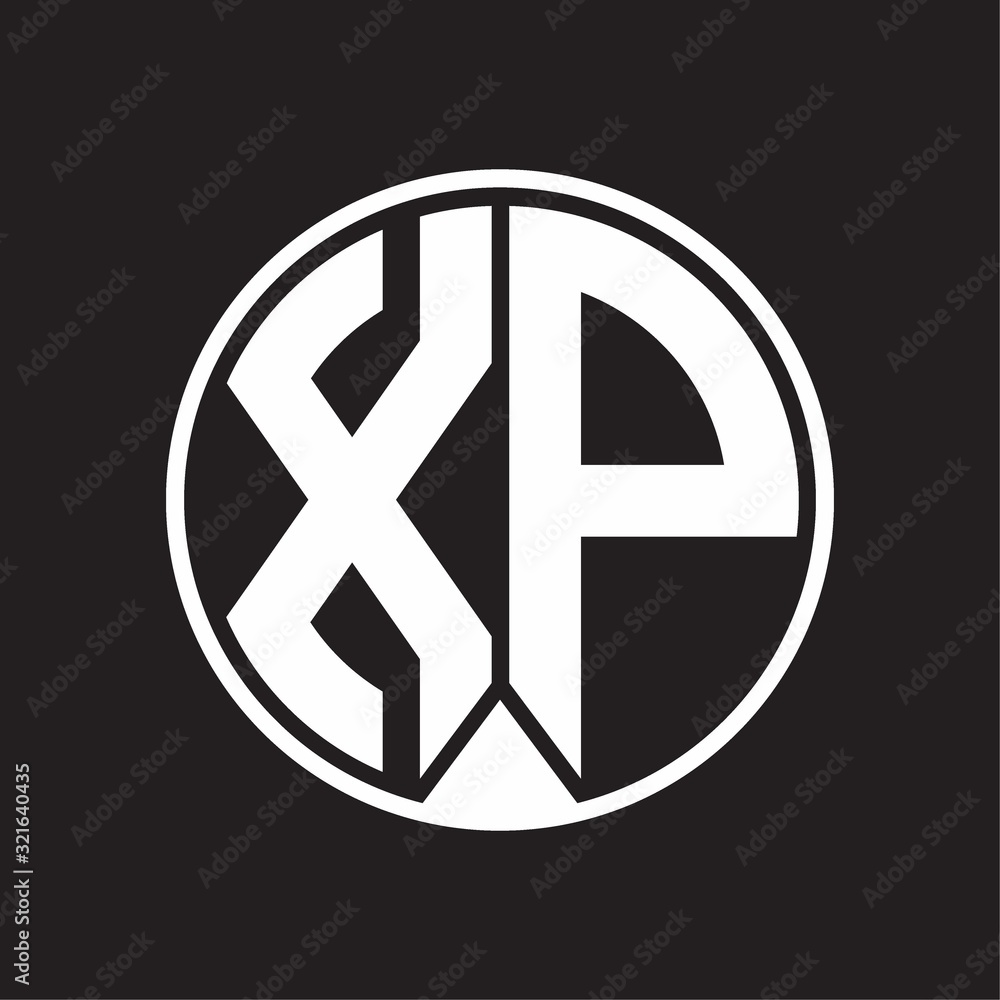 XP Logo monogram circle with piece ribbon style on black background XP Logo monogram circle with piece ribbon style on black background