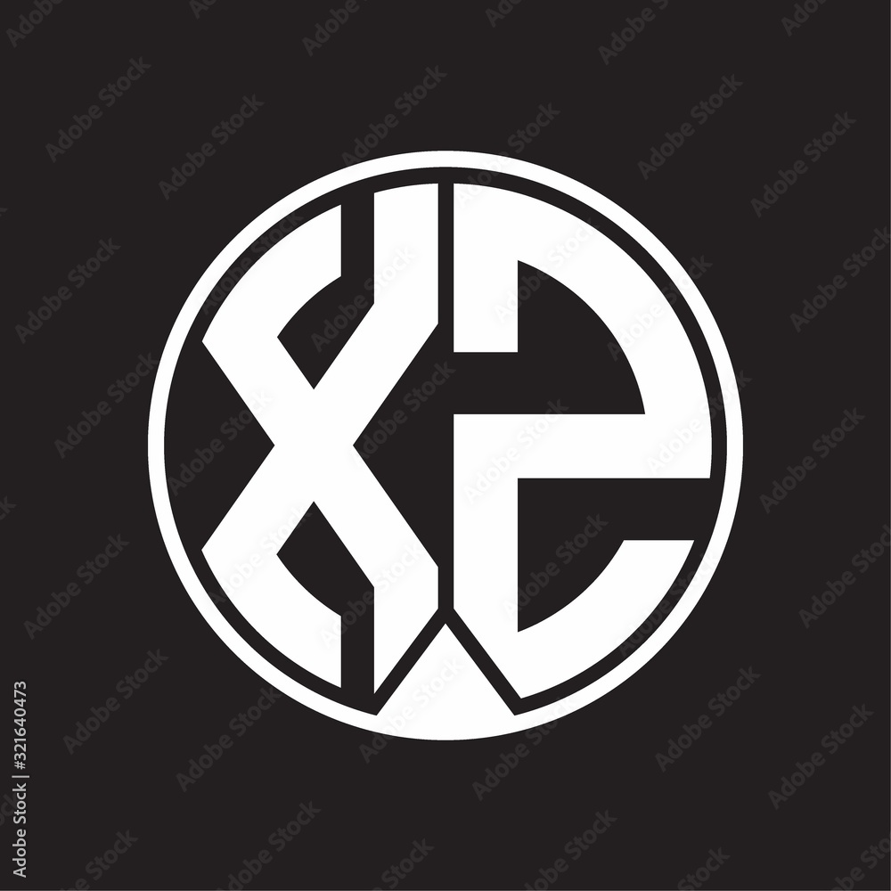 XZ Logo monogram circle with piece ribbon style on black background XZ Logo monogram circle with piece ribbon style on black background