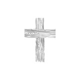 Christian religion symbol object isolated for web. Wooden cross icon on white.