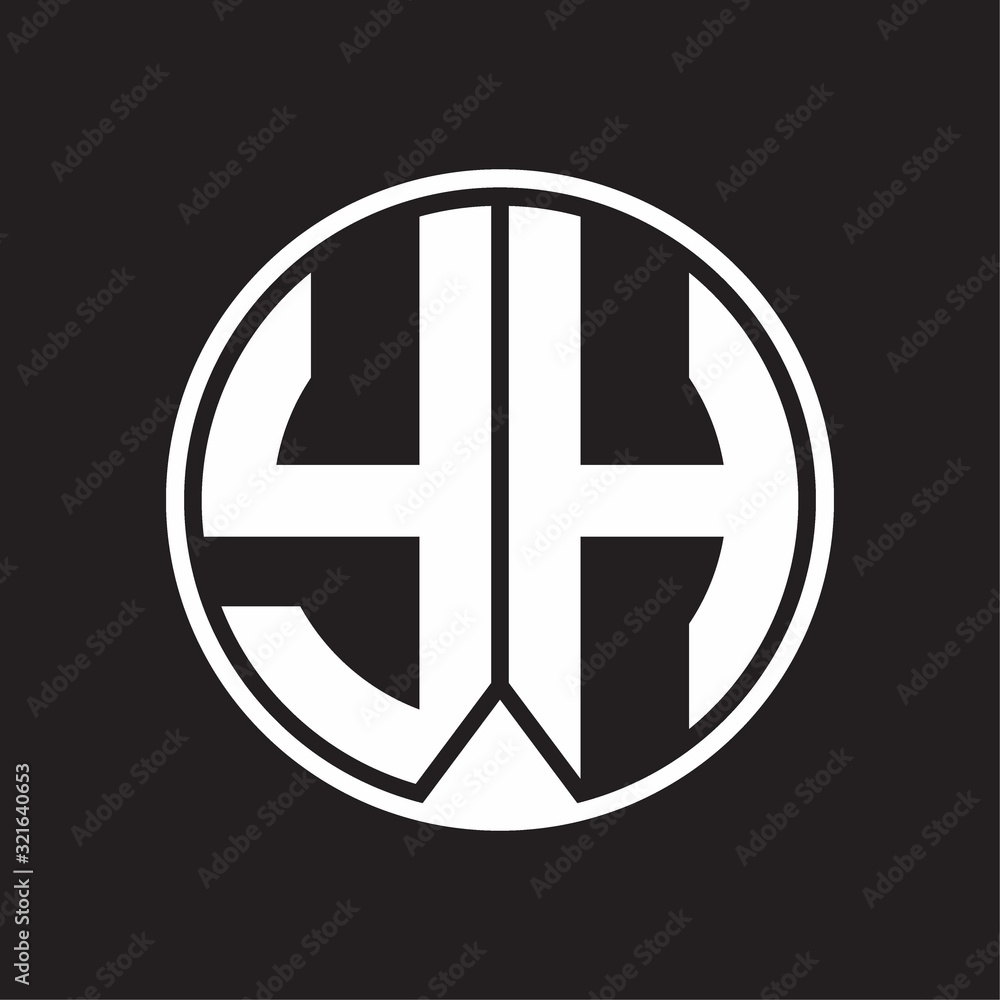 YH Logo monogram circle with piece ribbon style on black background YH Logo monogram circle with piece ribbon style on black background