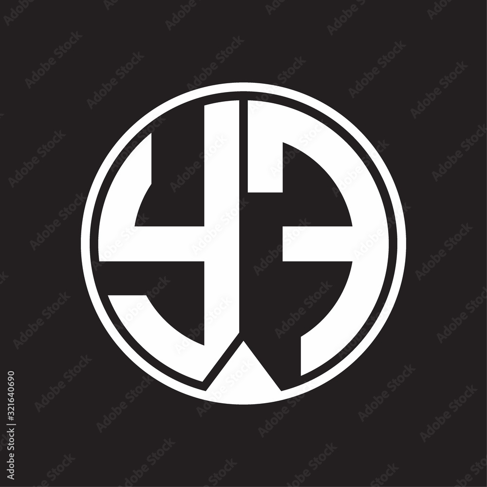 YF Logo monogram circle with piece ribbon style on black background YF Logo monogram circle with piece ribbon style on black background