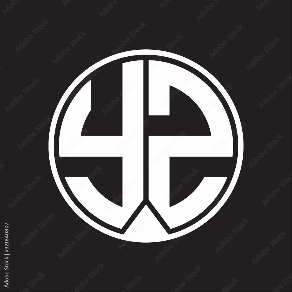 YZ Logo monogram circle with piece ribbon style on black background YZ Logo monogram circle with piece ribbon style on black background