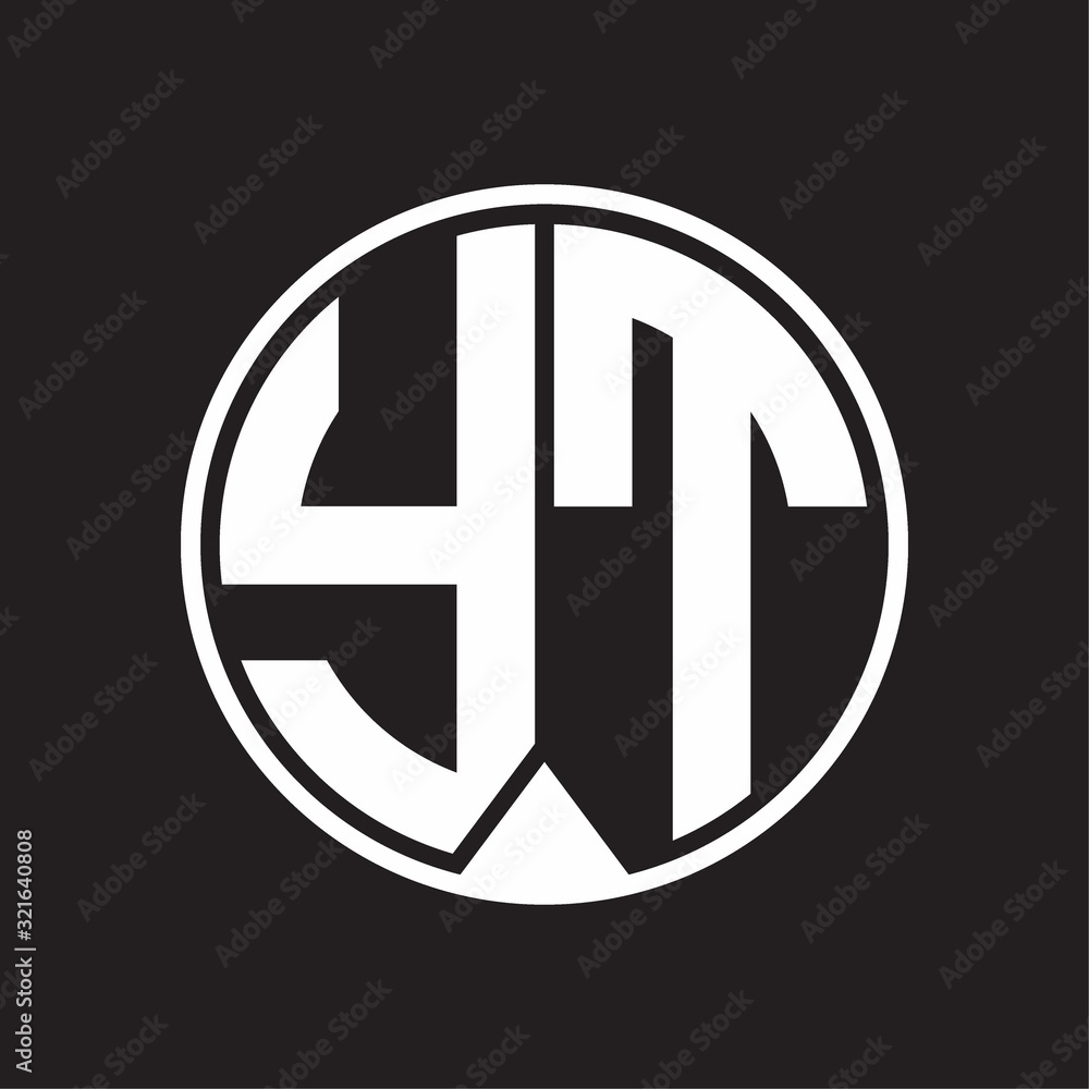YT Logo monogram circle with piece ribbon style on black background YT Logo monogram circle with piece ribbon style on black background