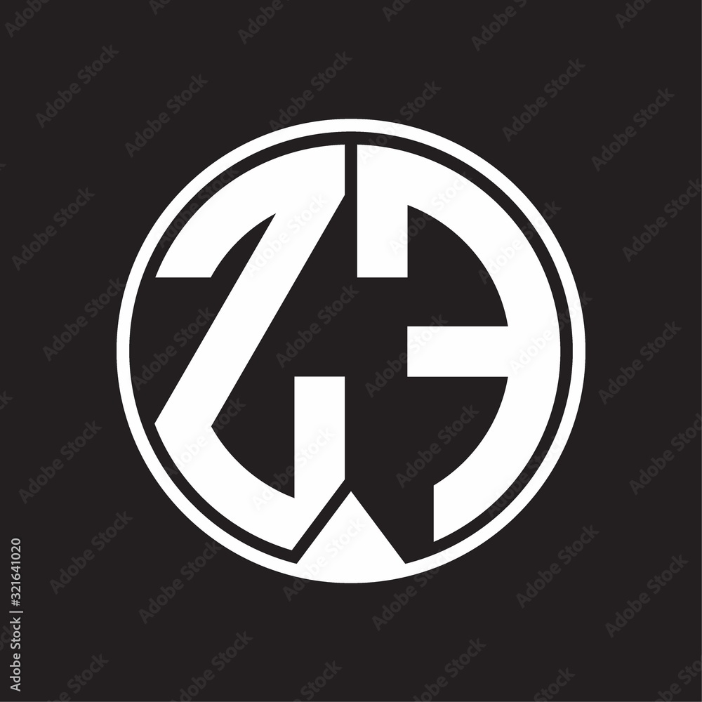 ZF Logo monogram circle with piece ribbon style on black background ZF Logo monogram circle with piece ribbon style on black background