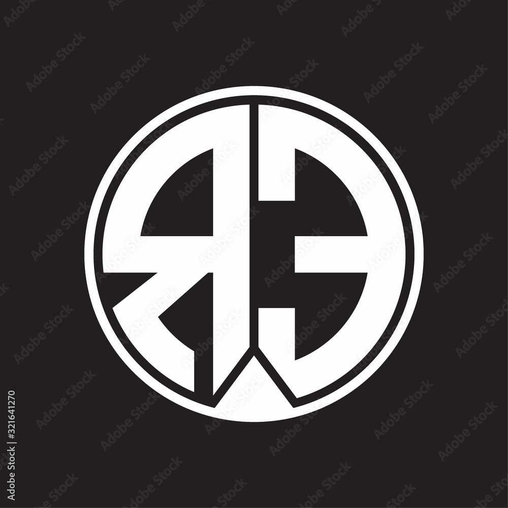 RE Logo monogram circle with piece ribbon style on black background RE Logo monogram circle with piece ribbon style on black background