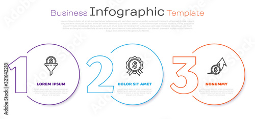 Set line Lead management, Price tag with dollar and Financial growth and coin. Business infographic template. Vector