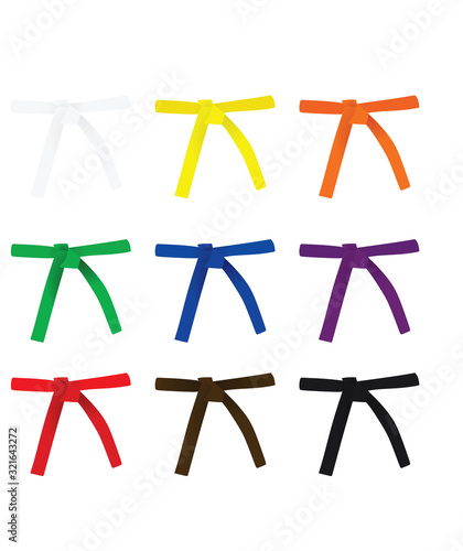 Karate belt set. vector illustration