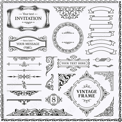 Vintage decorative design elements set