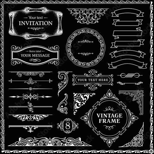 Vintage decorative design elements set