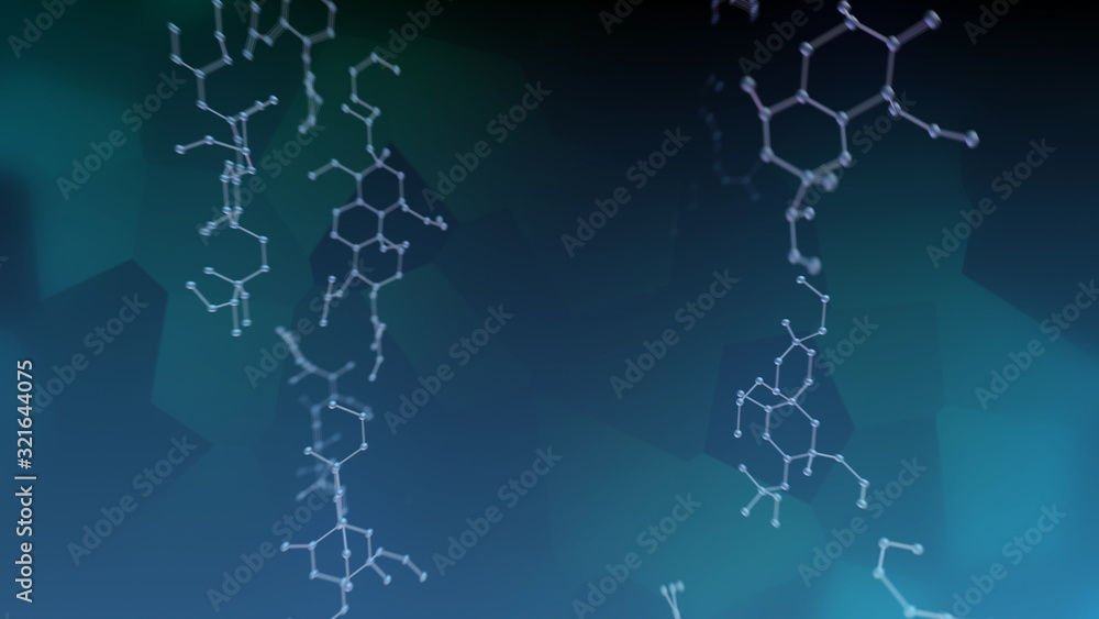 Chemical Molecular Structure 3D illustration background