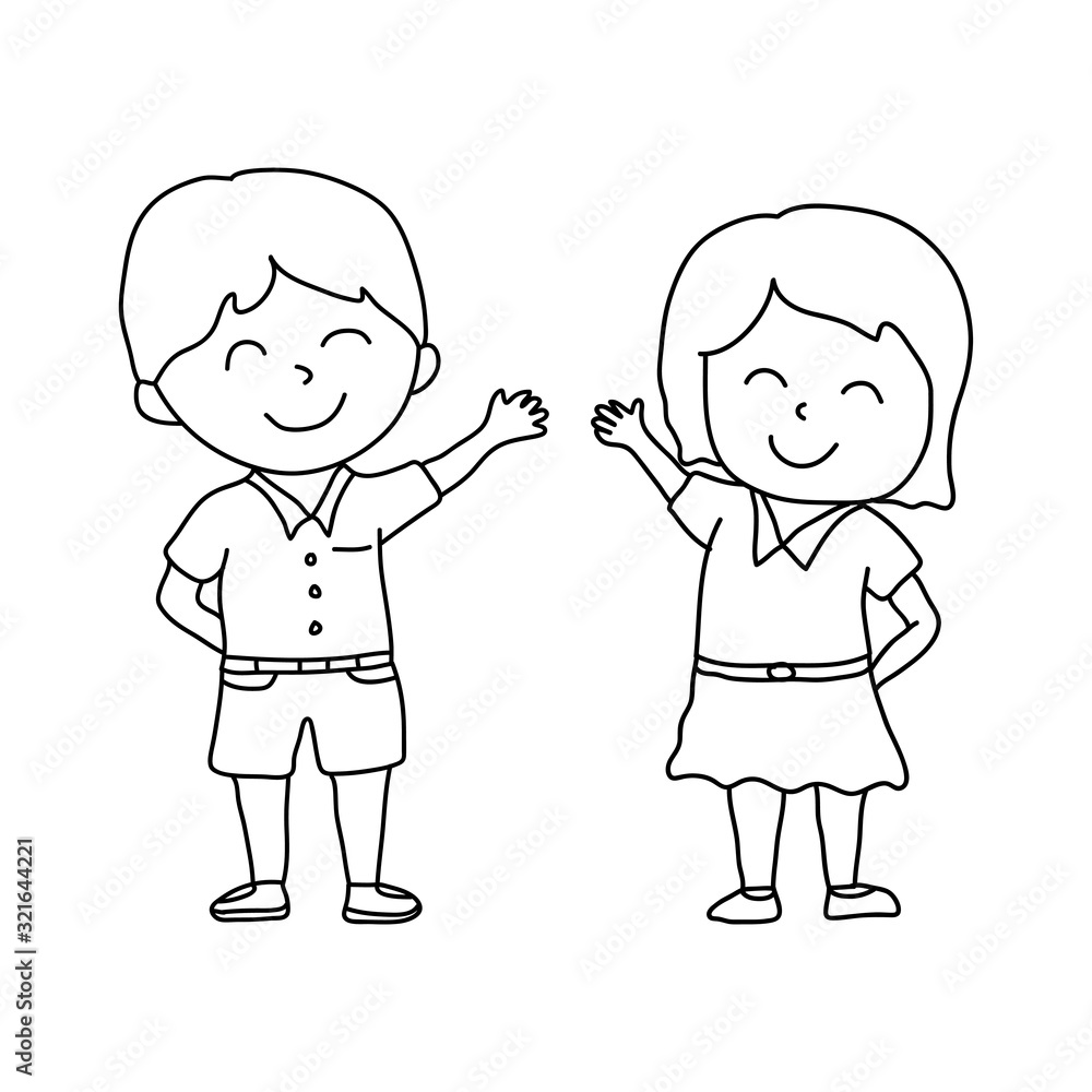 Happy kids Doodle hand drawing vector design Happy kids Doodle hand drawing vector design