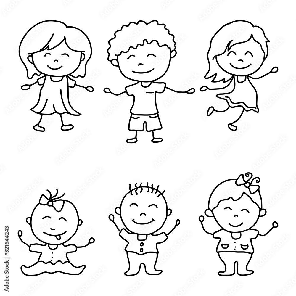 Happy kids Doodle hand drawing vector design Happy kids Doodle hand drawing vector design