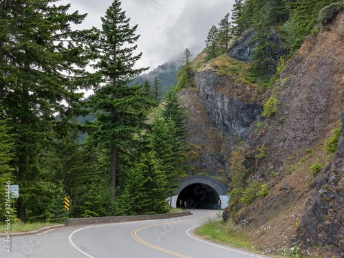 Road Tunnel - Mountain Tunnel in Olympic National Park, Olympic Peninsula, Washington State US