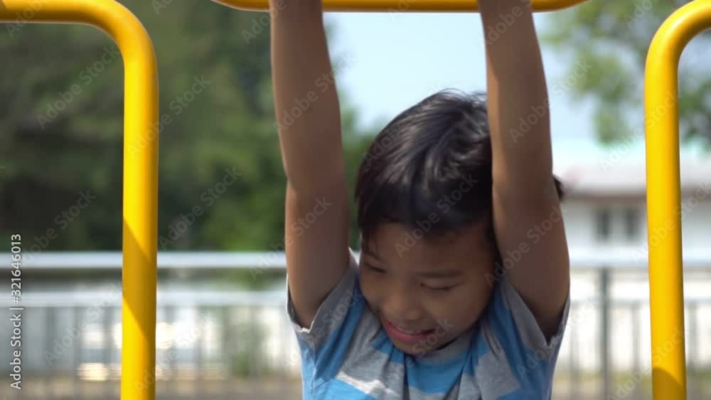 Slow motion Young Asian boy plan yellow bar Slow motion Young Asian boy plan yellow bar