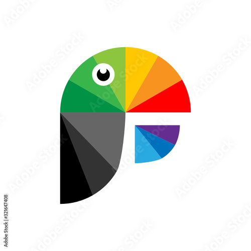 Colorful parrot as logo. Illustration colorful parrot as logo design on white background.