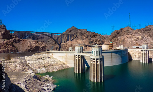 Clark County, Nevada / USA - August 27th, 2012: The Hoover Dam in the Black Canyon of the Colorado River, on the border between Nevada and Arizona photo