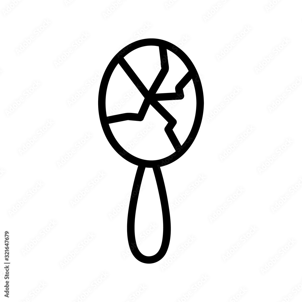 broken mirror icon vector. Thin line sign. Isolated contour symbol illustration broken mirror icon vector. Thin line sign. Isolated contour symbol illustration