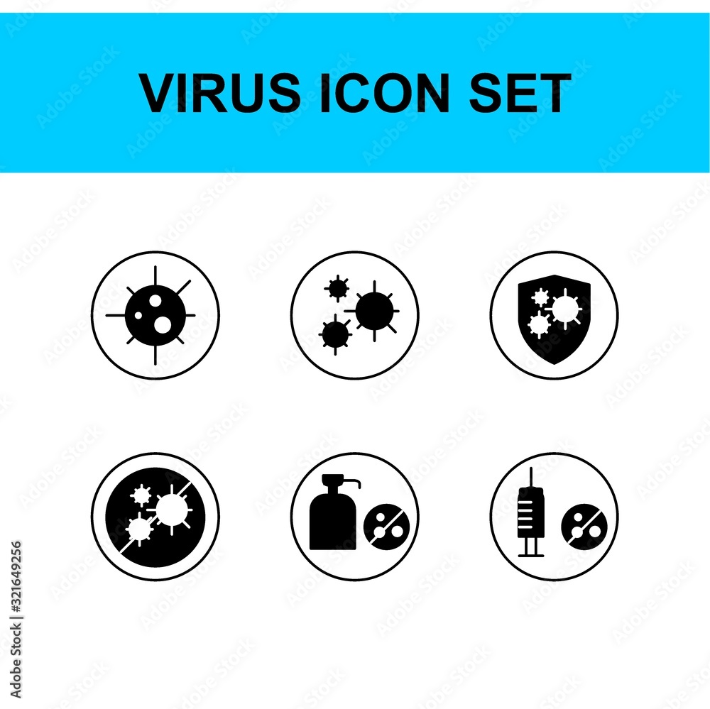 Corona virus and flu icon set in outline style Corona virus and flu icon set in outline style