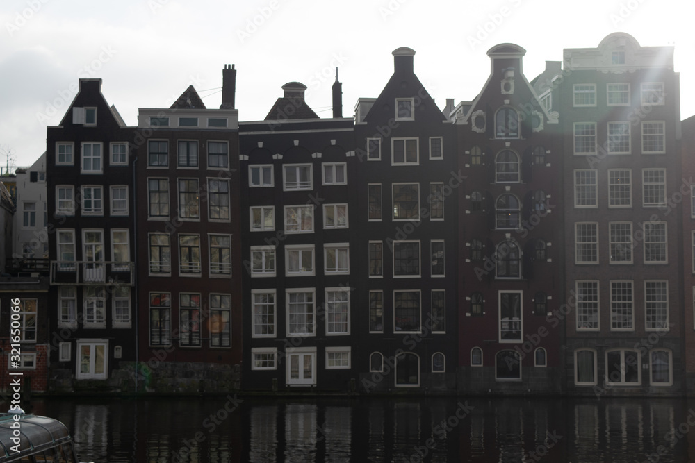 Row authentic canal houses in Amsterdam