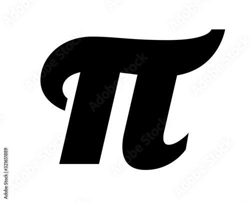 Pi symbol. Black and white vector image