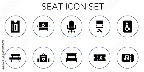 Modern Simple Set of seat Vector filled Icons