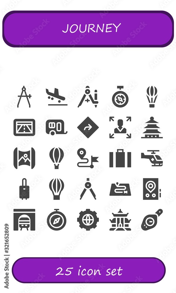 Modern Simple Set of journey Vector filled Icons