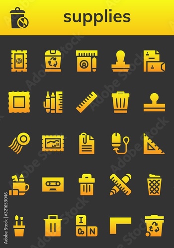 Modern Simple Set of supplies Vector filled Icons