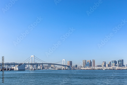 ぐるり公園から見たレインボーブリッジと東京の街並み