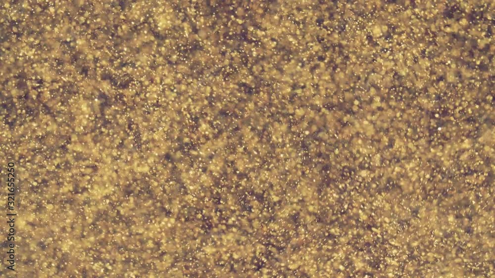 Abstract golden particles with blurred defocused bokeh moves chaos, snow flakes Abstract golden particles with blurred defocused bokeh moves chaos, snow flakes