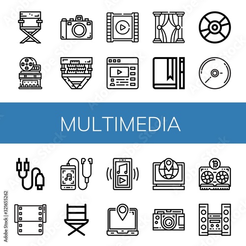 multimedia simple icons set