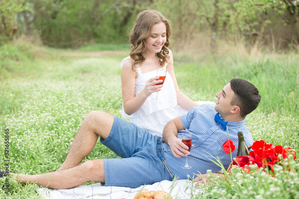 Young couple in the spring park Young couple in the spring park