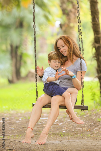 Family in the rainforest