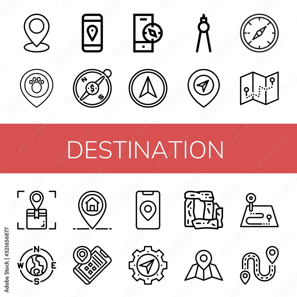destination simple icons set destination simple icons set